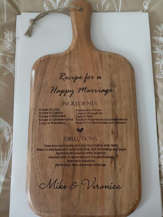 Recipe for a Happy Marriage Custom Board