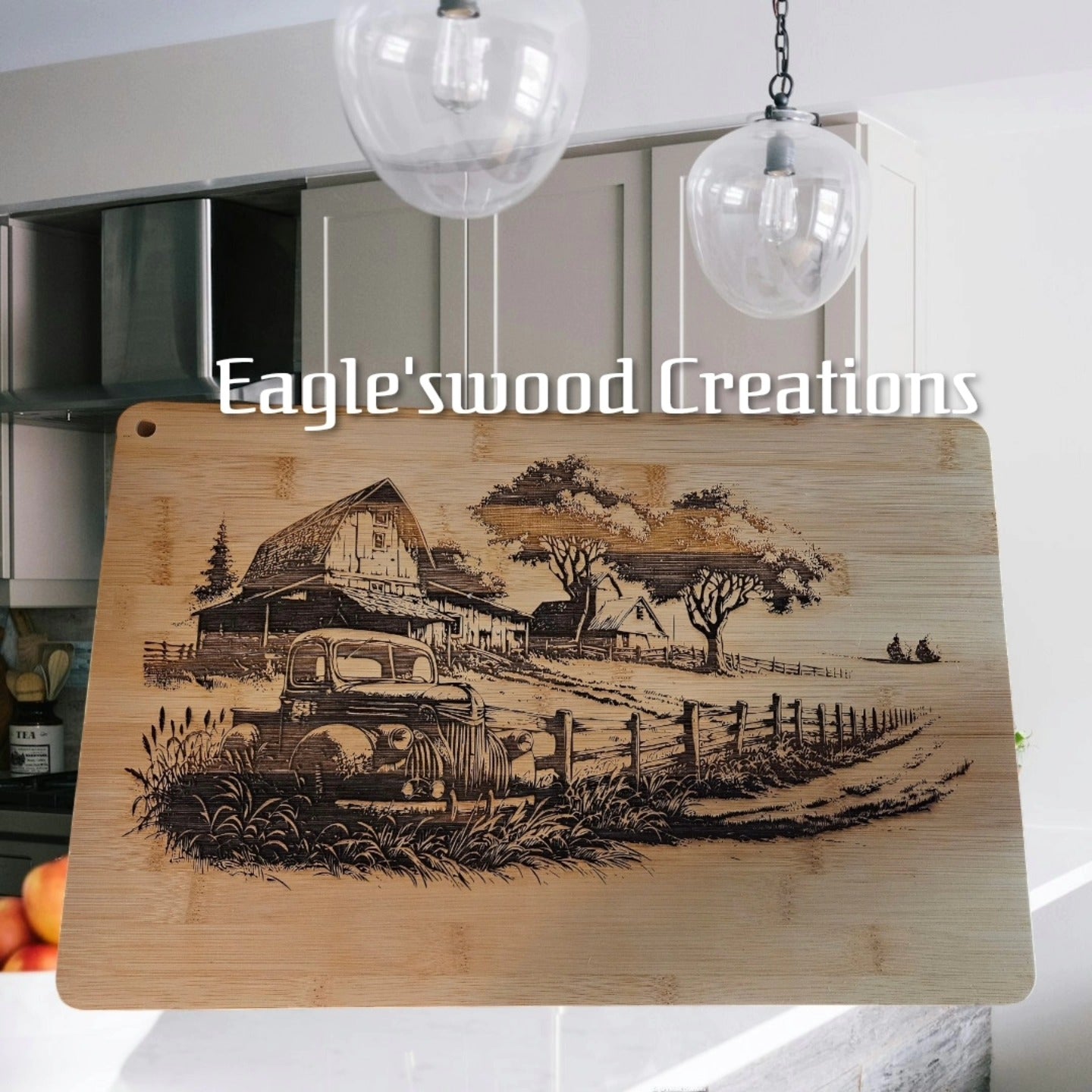 Farmhouse with Truck Cutting Board