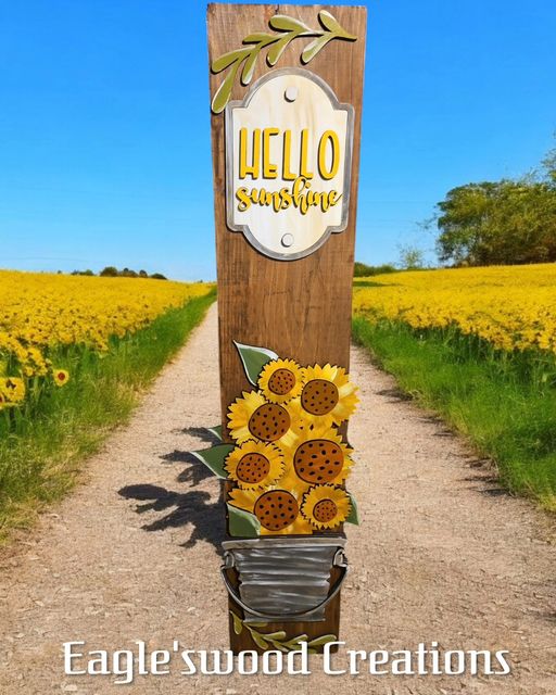 4ft Interchangeable Porch Leaner Sign Insert (Sunflowers)