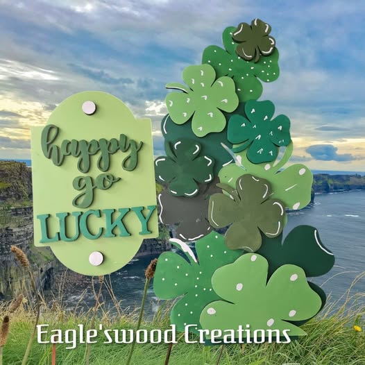 4ft Interchangeable Porch Leaner Sign Insert 'Happy go Lucky" St. Patrick's Day