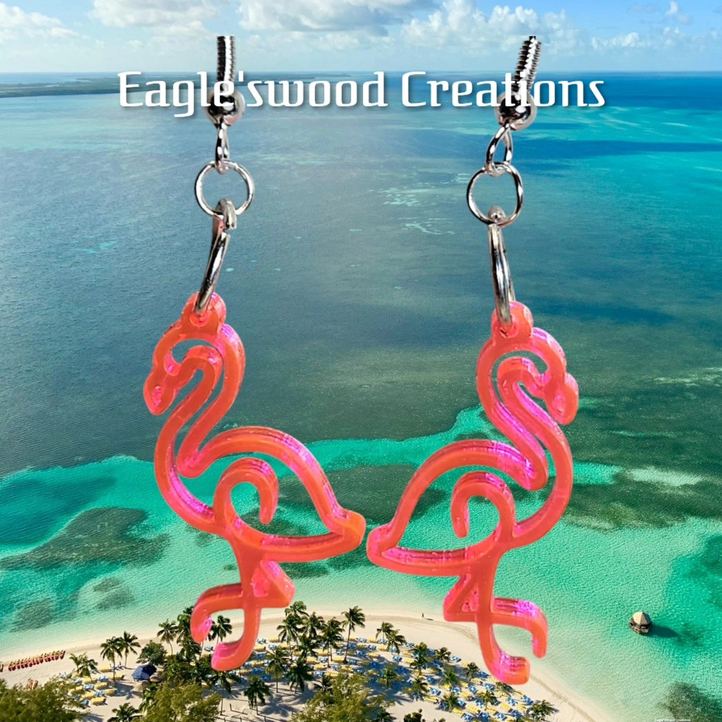 Flouresant Pink Flamingo Acrylic Earrings