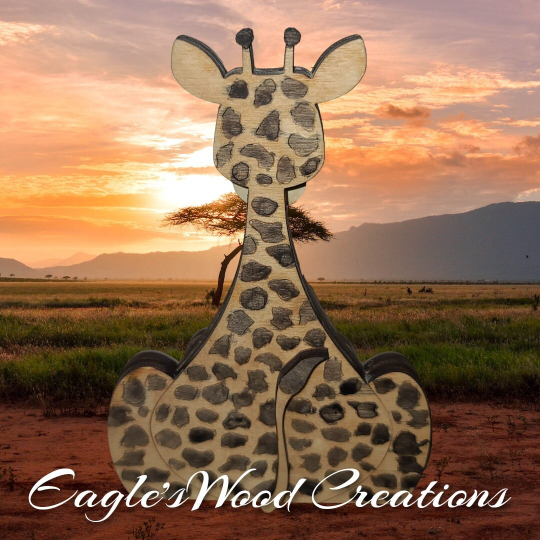 Wooden Shelf Sitting Giraffe