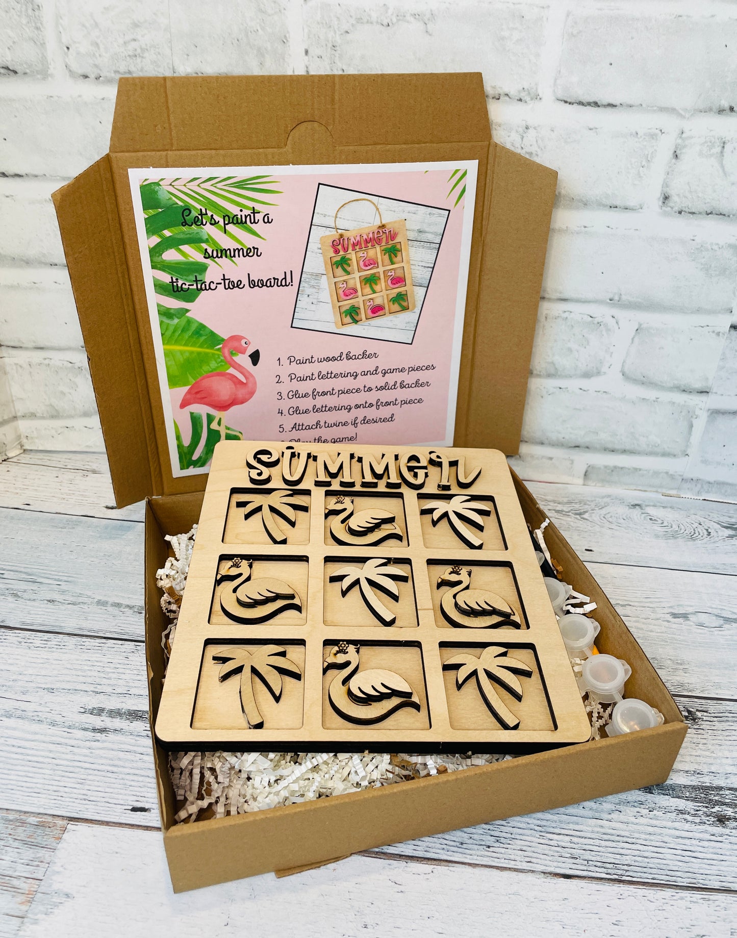 DIY Flamingo Palm Tree Tic Tac Toe all inclusive kit