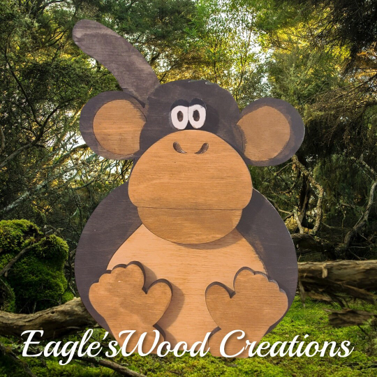 Wooden Shelf Sitting Monkey