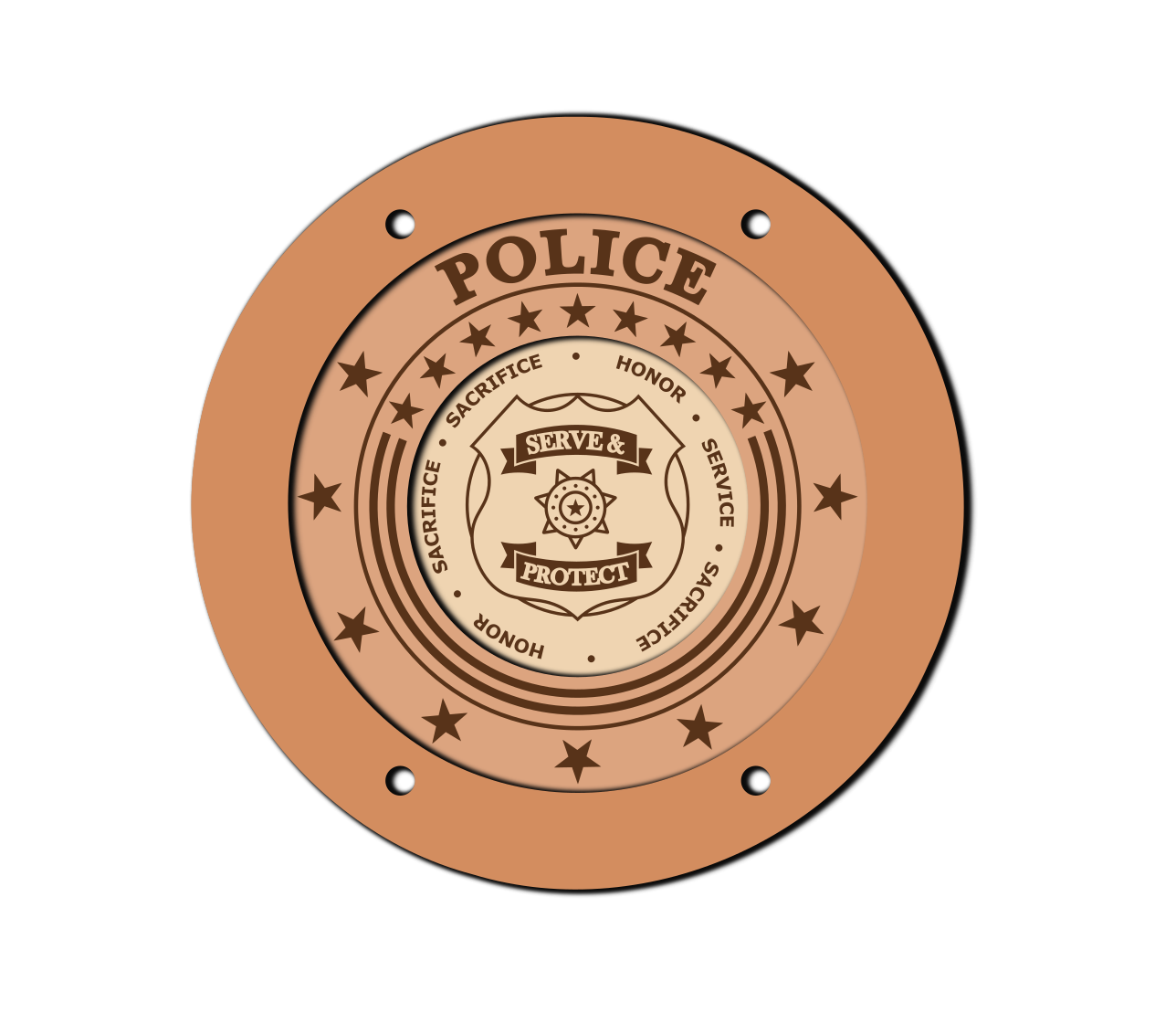 Police Protect and Serve layered coaster design SVG