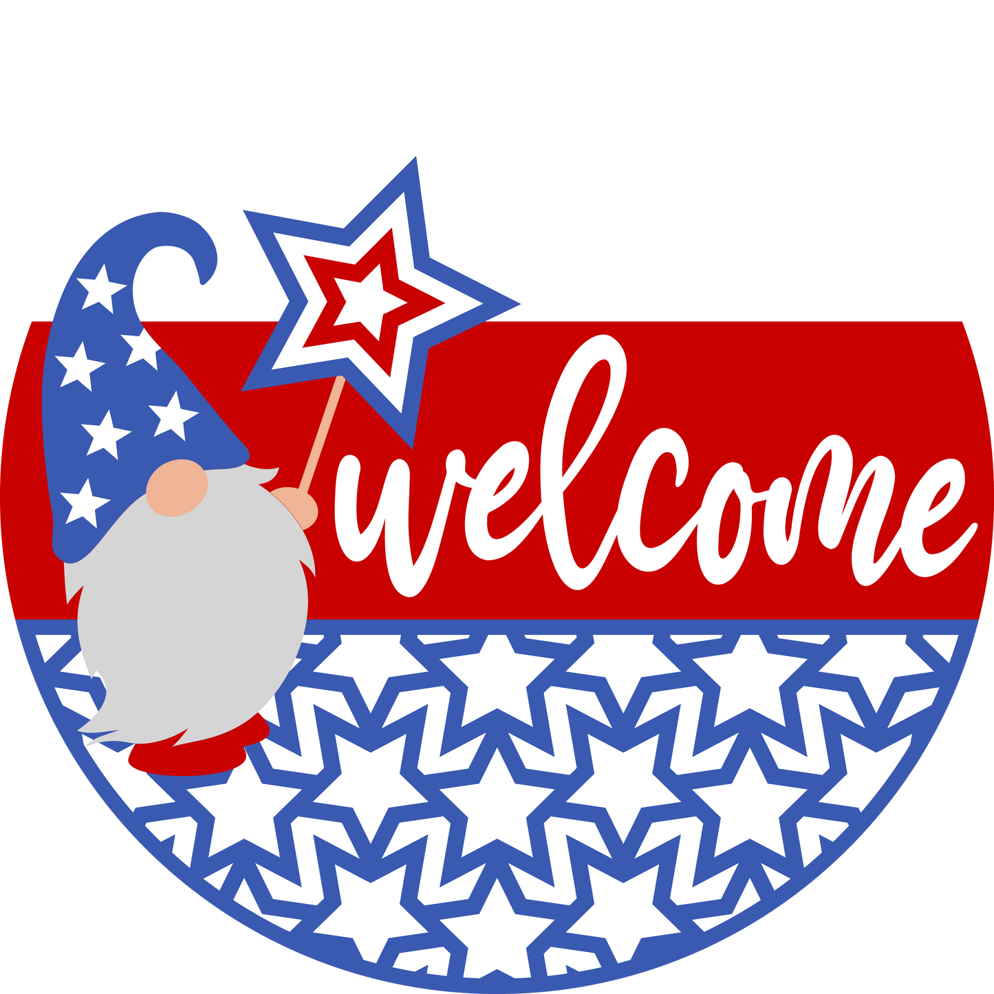 Welcome Patriotic Gnome Door Hanger