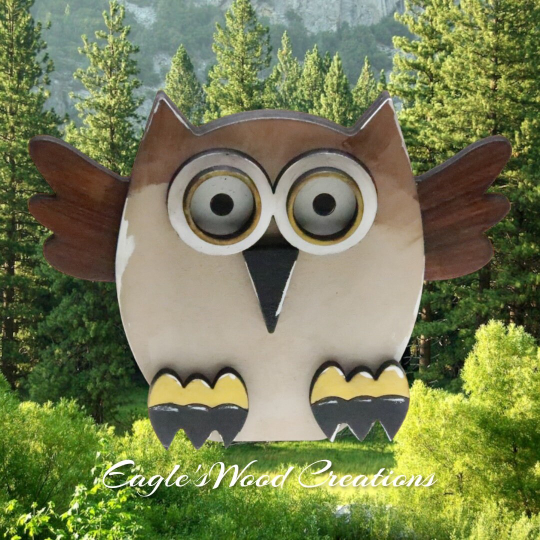 Wooden Shelf Sitting Owl