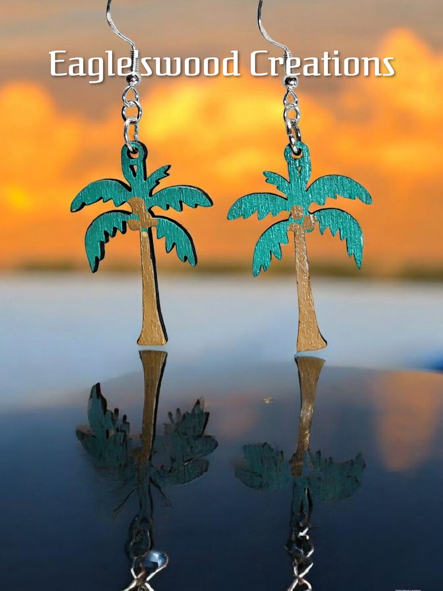 Wooden handpainted Palm Tree Earrings