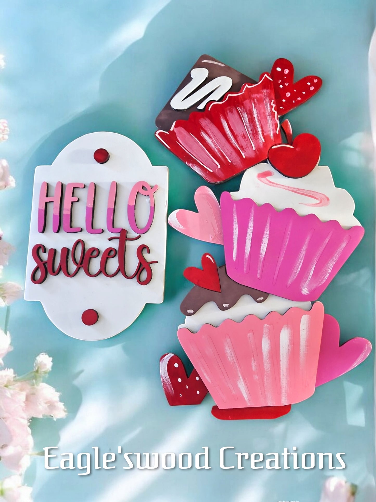 4ft Interchangeable Porch Leaner Sign Insert " Hello Sweets" Valentine's
