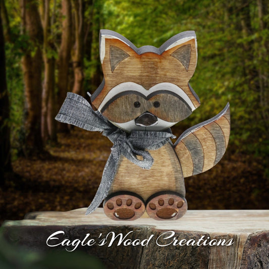 Wooden Shelf Sitting Raccoon