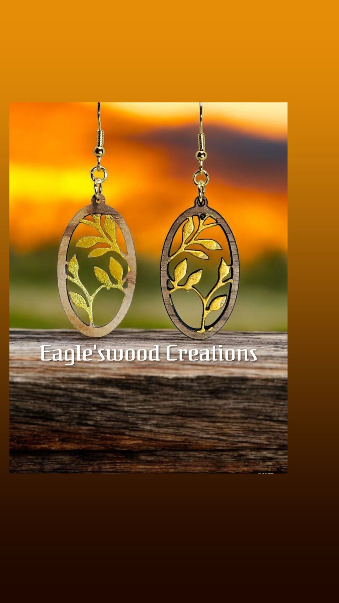 Walnut and Golden floral earrings