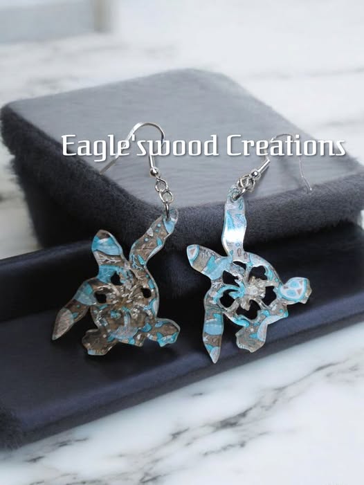 Acrylic Hibiscus Sea Turtle Earrings