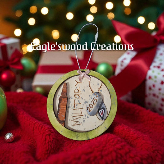Wooden Military Layered Ornament