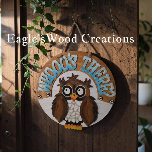 Whoo's There Owl 18" Door Hanger