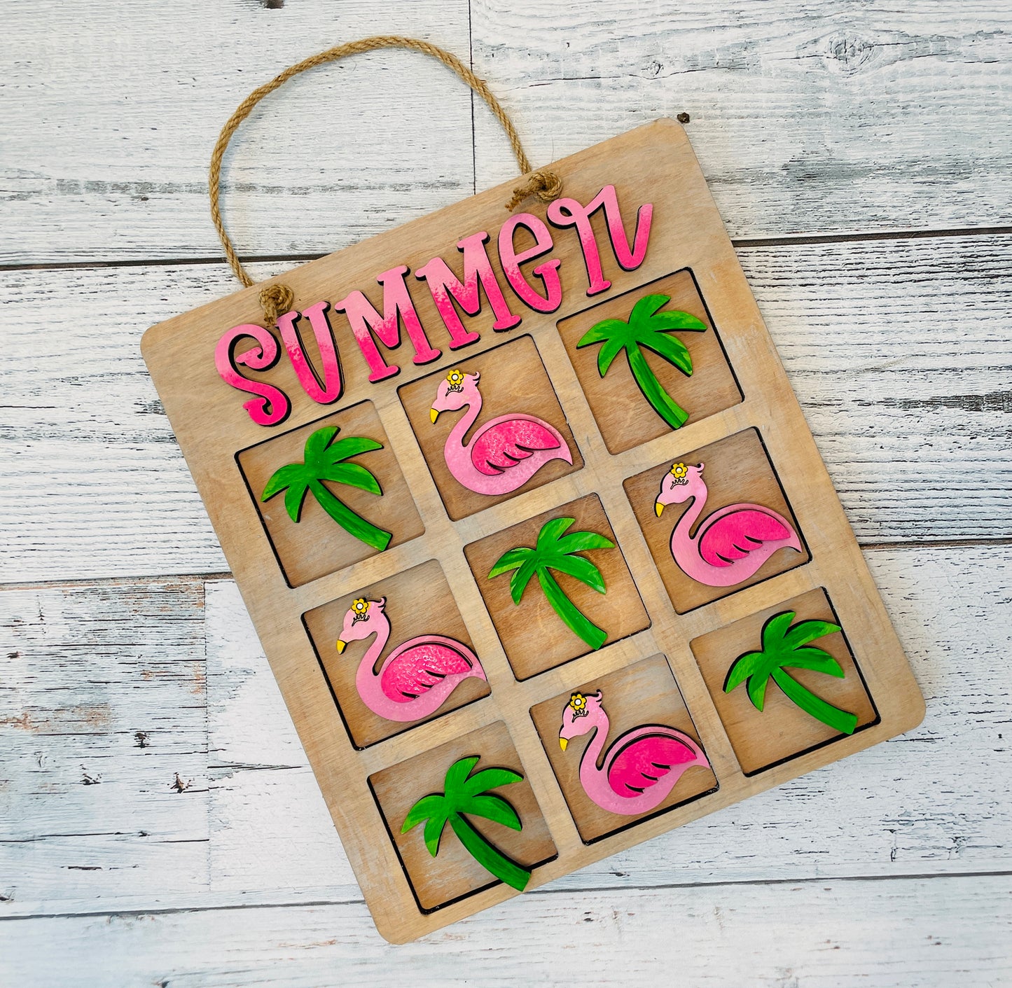 DIY Flamingo Palm Tree Tic Tac Toe all inclusive kit