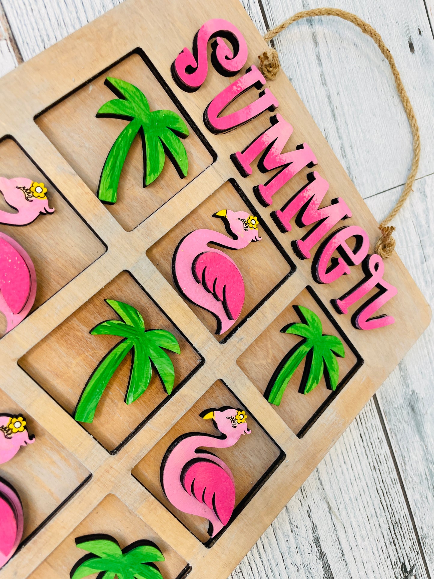 DIY Flamingo Palm Tree Tic Tac Toe all inclusive kit