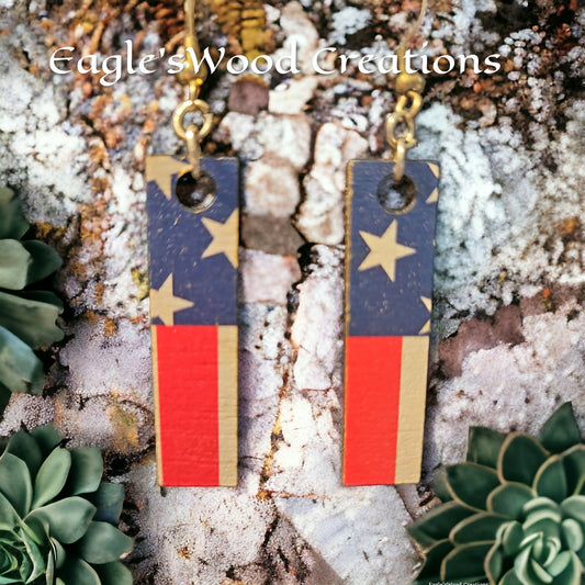 Flag Earrings in Wood