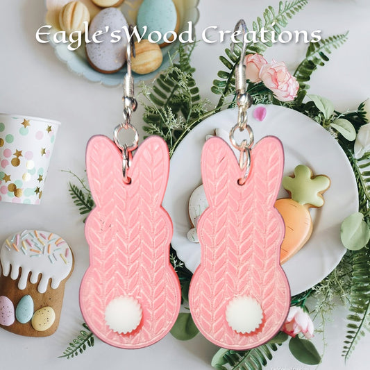 Acrlic Pink Easter Bunny Earrings