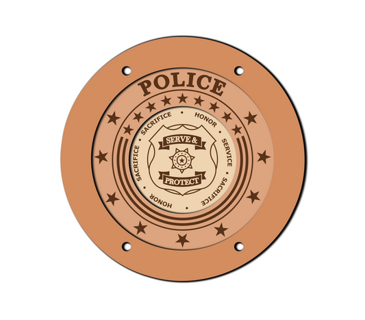 Police Protect and Serve layered coaster design SVG