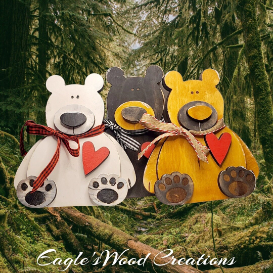 Wooden Shelf Sitter Bear
