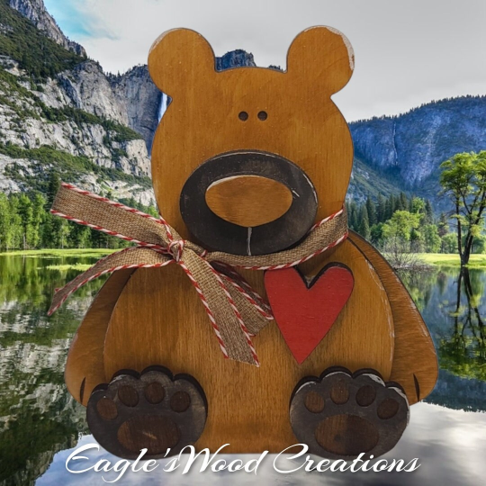 Wooden Shelf Sitter Bear