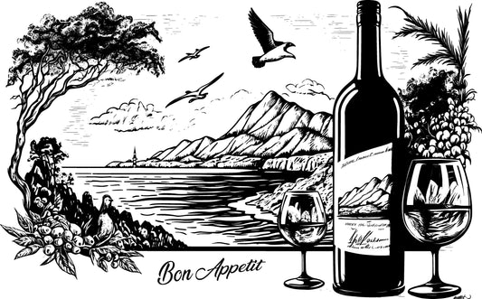 Mountains and Wine Cutting Board